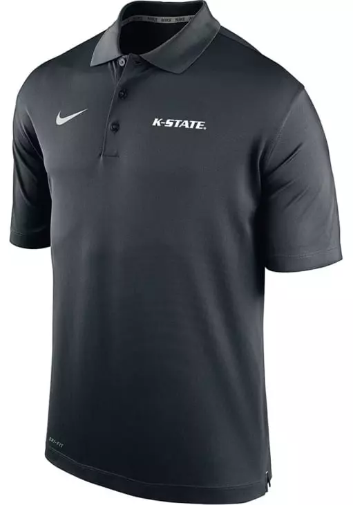 Men's K-State Wildcats Black Nike Varsity Short Sleeve Polo Shirt