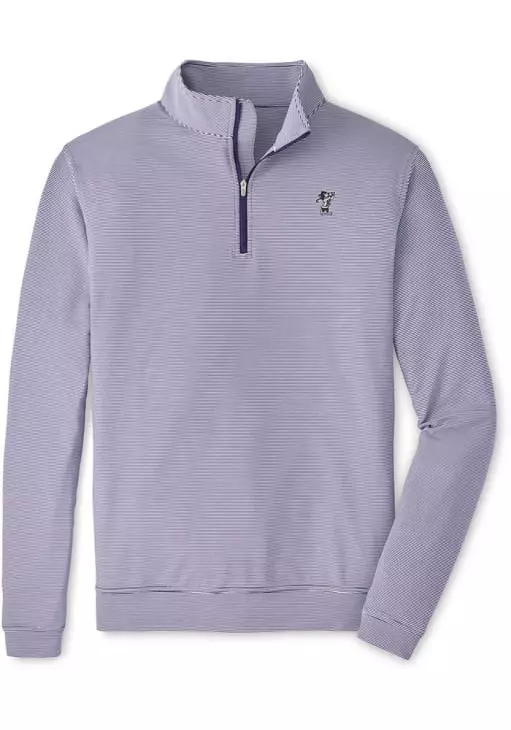 Men's K-State Wildcats Purple Peter Millar Perth Sugar Stripe Qtr. Zip Pullover
