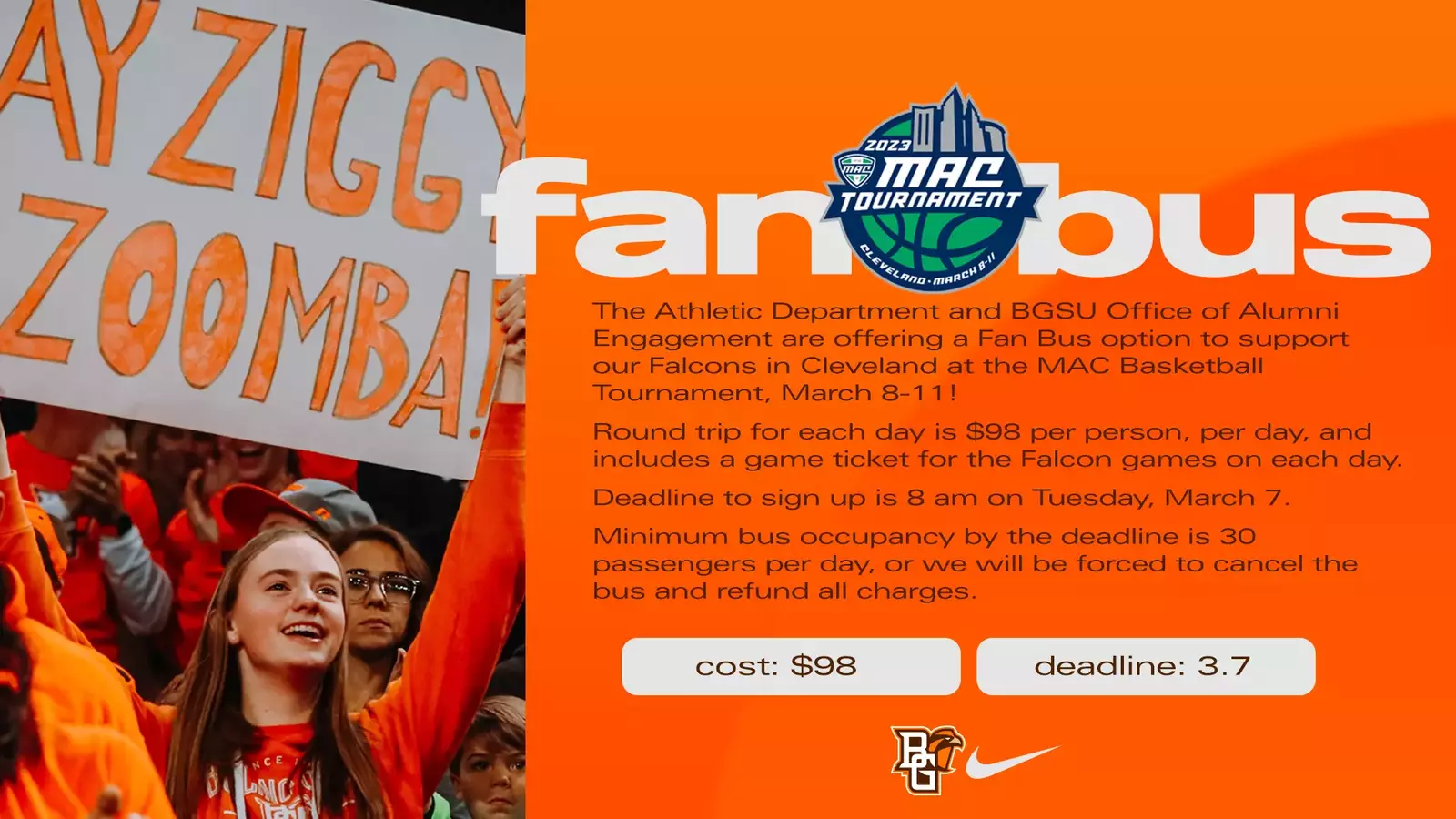 Falcon Fan Bus for the MAC Basketball Tournament - Bowling Green State  University Athletics