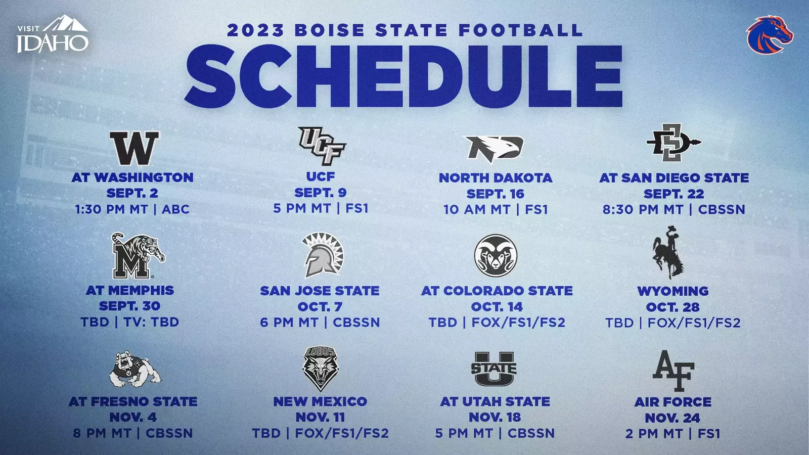 Broncos' 2023 Football Schedule Finalized - Boise State University 