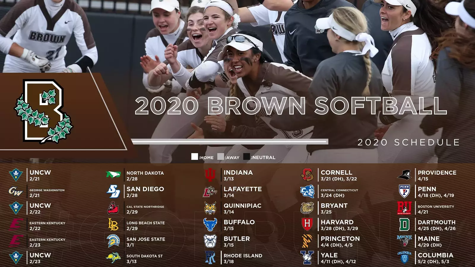 Softball Releases 46Game Schedule for 2020 Season Brown University