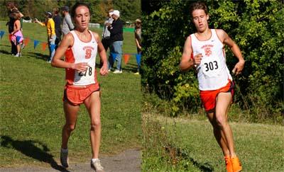 Steven Weeks and Sarah Pagano running in the BIG EAST Preview.