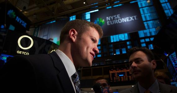 Ryan Nassib talks with the media on the floor of the NYSE.