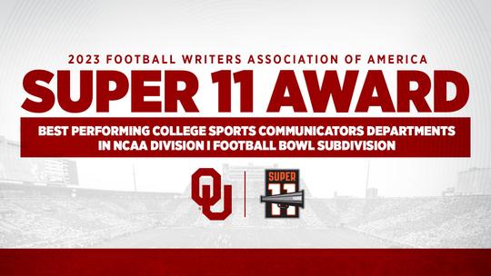 FWAA Recognizes OU Athletics Communications With Super 11 Award