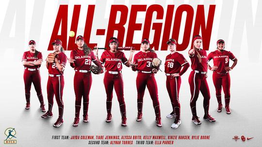 Eight Sooners Named NFCA All-Central Region