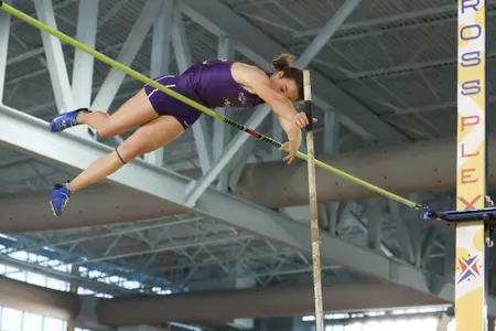 Mackenzie West clears the bar at the 2020 Southland Conference Indoor Track and Field Championship in Birmingham, Alabama.
