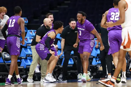 Coryon Mason (left) and Airion Simmons (right) get pumped at NCAA Men's Basketball Tournament - First Round