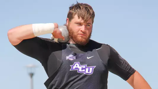 Tyler Richardson thows the shot put at North Texas