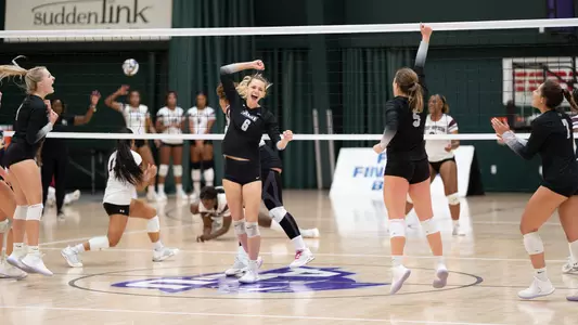 Brea Box celebrates a point against Texas Southern