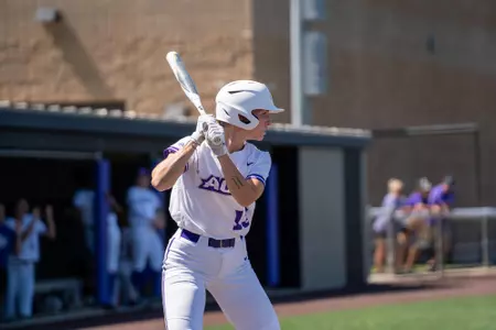 Avery Miloch up to bat during a fall scrimmage