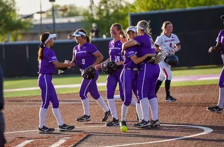 Softball celebrates a win over Texas Tech at home