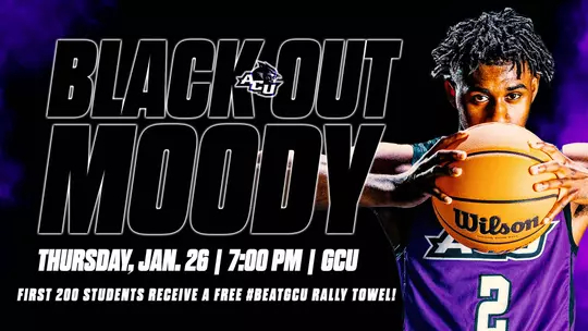 Graphic stating Black Out Moody, Thursday, Jan. 26, 7 p.m., vs. GCU