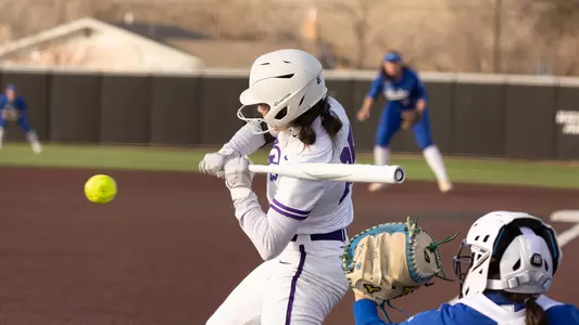 Miranda Davila takes a pitch at Poly Wells Field