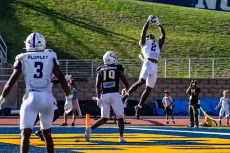 Jordan Mukes intercepts a pass against Northern Colorado on Sept 14, 2024
