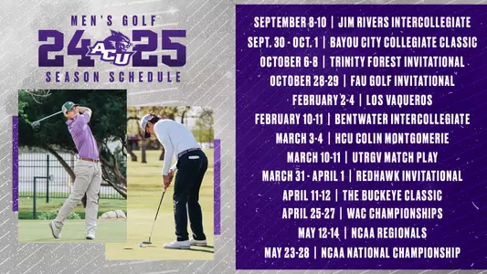Revised Updated Men's Golf 2024-25 Schedule Graphic