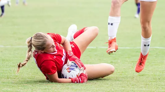 Julia Herges goalkeeping against Northwestern State