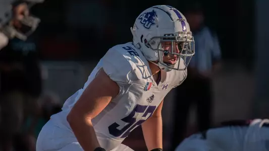 Boone Morris prepares for a play at UIW on September 27, 2025