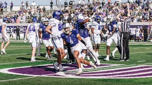 Tyson Williams celebrates a play against Tarleton State on November 1, 2025