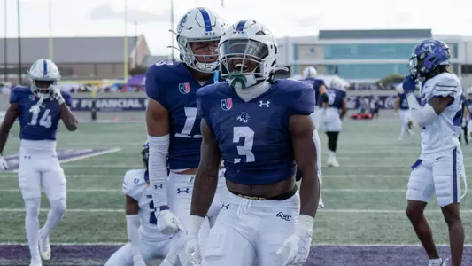 Rovaughn Banks celebrates a touchdown vs Tarleton State on November 1, 2025