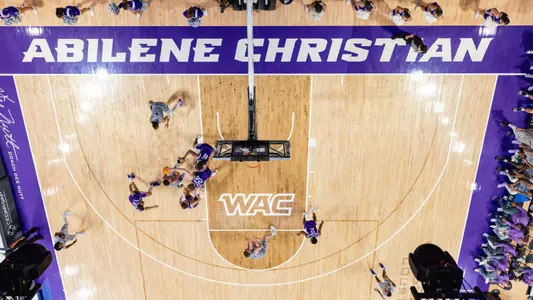 A look at the Moody Coliseum court from the rafters during an ACU men's game vs. Grand Canyon in March 2025.
