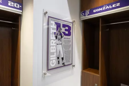 Sign honoring Bill Gilbreth in the McCaleb and Miller Team Room.