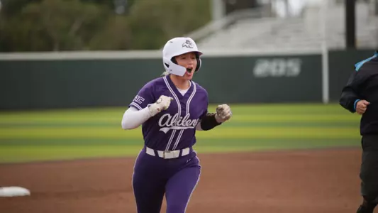 Catrin Hoffman rounds the bases after hitting a home run at California Baptist on April 25, 2025