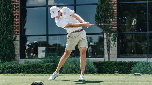 Thomas Buisson takes a swing at a practice round on Sept. 11, 2025.