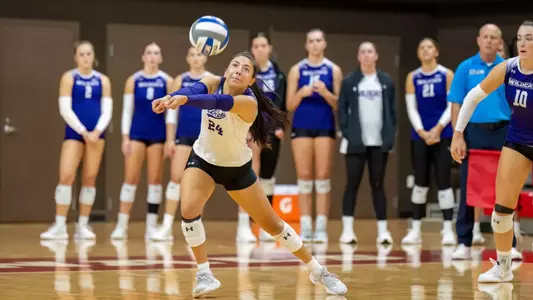 Brennan Ramirez receives an attack in a 3-0 win over Texas Southern in Beaumont, Texas on Sept. 19, 2025.