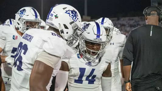 Receiver Raydrian Baltrip celebrates a long kickoff return at Tulsa on August 30, 2025