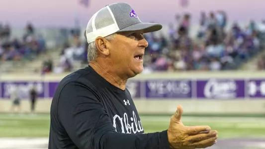 ACU football coach Keith Patterson during a game versus Stephen F. Austin on Sept. 6, 2025
