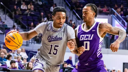 Braydin Hubbard dribbles vs. Grand Canyon in 2025