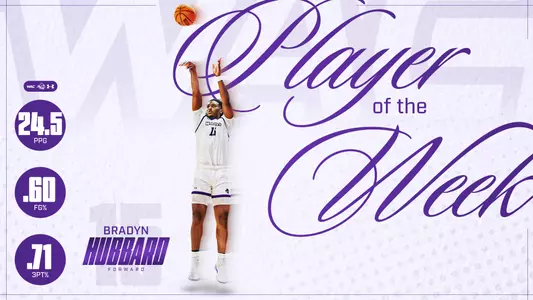 Bradyn Hubbard Player of the Week graphic Jan 12, 2026