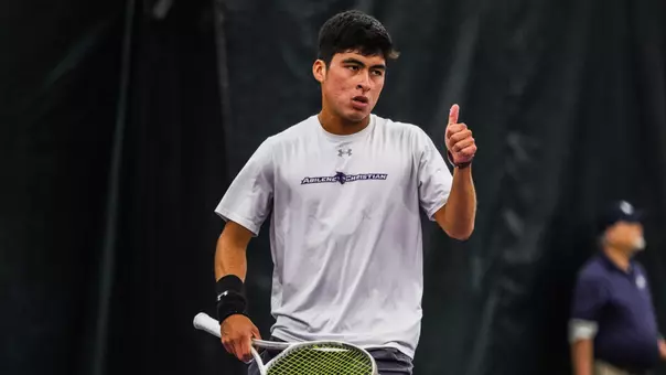 Luis Jose Nakamine gives a thumbs up during a match at TCU in January 11, 2026