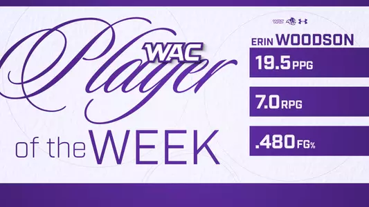 Erin Woodson WAC Player of the Week 1/20 Graphic