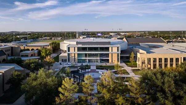 An exterior shot of Moody Coliseum.