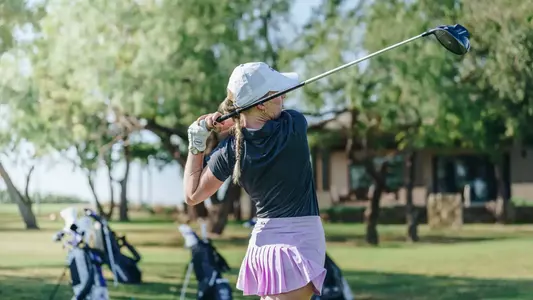 Kate Pickrell takes a swing at an ACU practice on Oct. 16, 2025.