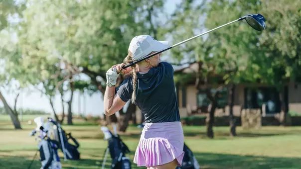 Kate Pickrell takes a swing at an ACU practice on Oct. 16, 2025.