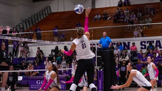Alexis Strong delivers an attack in ACU's matchup versus Tarleton State in Stephenville, Texas on Oct. 10, 2026.