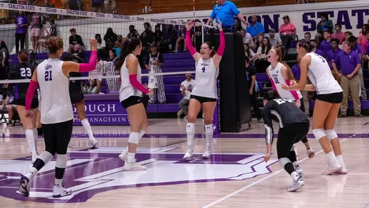 Rachel Koss celebrates a point in ACU's matchup versus Tarleton State in Stephenville, Texas on Oct. 10, 2026.