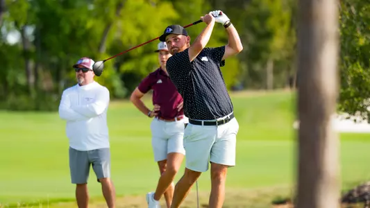 Rex Hargrove takes a swing at the Abilene Christian Intercollegiate at Halbert National in Granbury, Texas on Oct. 19, 2026.