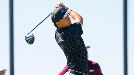 Jack Hollingsed takes a swing at the Abilene Christian Intercollegiate at Halbert National on Oct. 19, 2026.