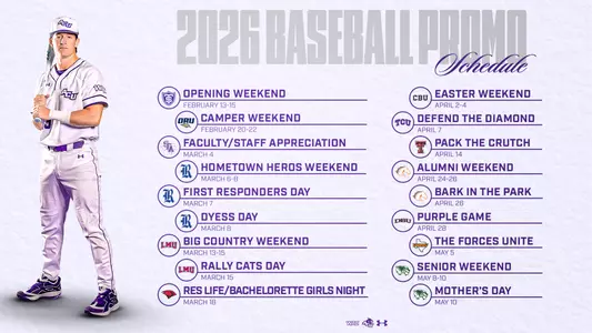 2026 Baseball Promo Schedule Graphic