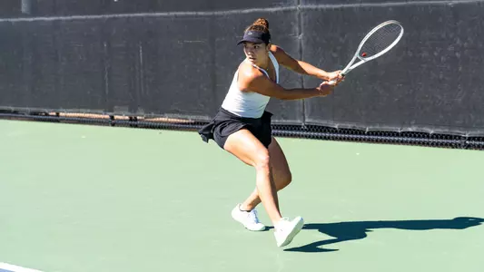 Masha Vrsalovic prepares to hit a ball versus Texas State on February 15, 2026