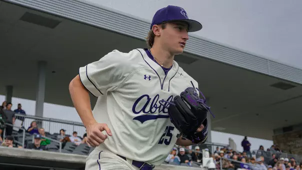 Aidan Coleman exits the dugout during ACU's 6-5 win over St. Thomas at Crutcher Scott Field at Bullock Brothers Ballpark on Feb. 14, 2026.