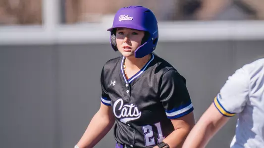 Elizabeth Schaefer watches a pitch against South Dakota State on February 11, 2026