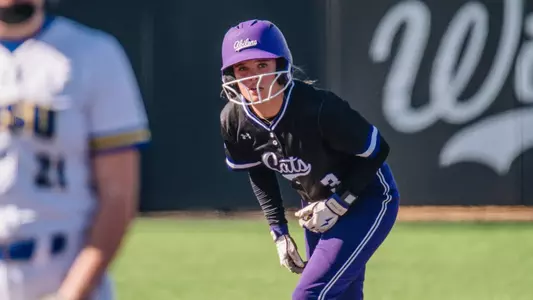 Ciana Arguijo prepares to take off for third base against South Dakota State on February 11, 2026