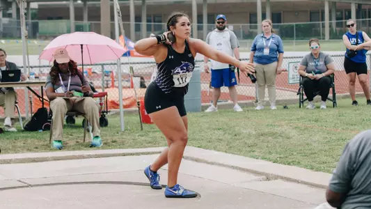 Mariana Van Dyk throws the shotput at the 2025 WAC Outdoor Track & Field Championships
