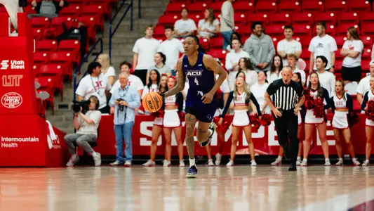 Rich Smith dribbles the ball up at Utah Tech on February 26, 2026