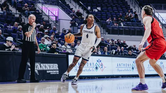 Rich Smith dribbles against Utah Tech on January 29, 2026