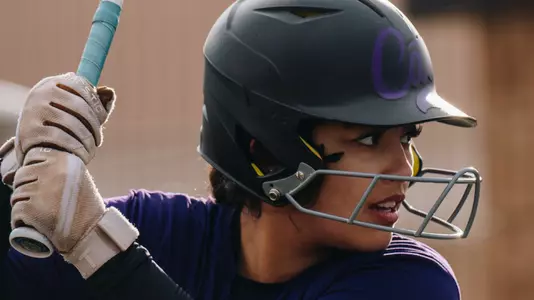ACU softball player gets ready for a pitch in a practice in January 2026
